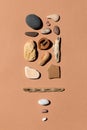 Sea Ã¢â¬â¹Ã¢â¬â¹stones background terracotta close-up flat lay